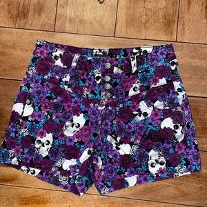 Lovesick purple skull high waisted shorts size 7